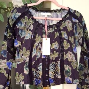 LoveShackFancy Nayeem Bustier Top In Deep Blue Trace